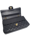 A01112 Black Lambskin Gold Classic Medium Chain Shoulder Bag Chanel