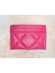 19 Gold Chain Logo Quilted Lambskin Card Wallet Pink Chanel