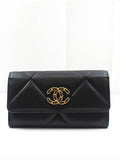 19 flap medium wallet lambskin black gold plated 30th unit AP0953 Chanel