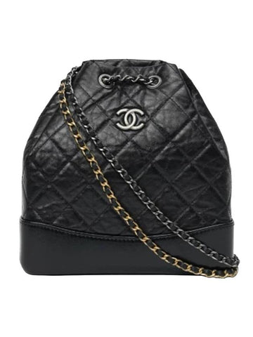 Aged Calfskin Small Gabrielle Backpack Black Chanel
