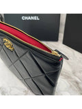 19 Medium Lambskin Clutch Bag White Chanel