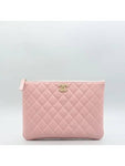 AP2968 Light pink color caviar gold logo decoration clutch Chanel