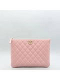AP2968 Light pink color caviar gold logo decoration clutch Chanel