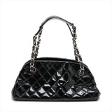 Chanel Mademoiselle Patent Leather Chain Shoulder Bag Black Silver G  14th