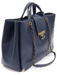 A93518 Navy Calfskin Quilted Metal Chain Tote 2WAY 23rd Unit Chanel