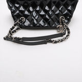 Chanel Mademoiselle Patent Leather Chain Shoulder Bag Black Silver G  14th