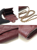 AP0238 Burgundy caviar gold CC logo classic clutch with chain card wallet cross bag 31st Chanel