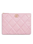 19 Medium Lambskin Clutch Bag Pink Chanel