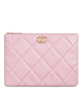 19 Medium Lambskin Clutch Bag Pink Chanel