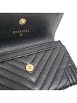A80603 Black Caviar Skin Boy Chevron Card Business Holder Chanel