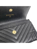 A80603 Black Caviar Skin Boy Chevron Card Business Holder Chanel