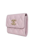 AP3049 COCO gold logo pink caviar skin classic card wallet Chanel