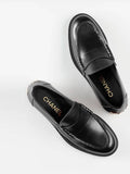 Bag Logo Moccasin Leather Loafer Black Chanel