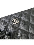 A82370 Classic Vintage Silver Black Caviar Zipper Long Wallet Chanel