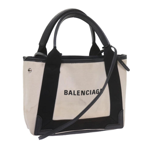 balenciaga Hand Bag Canvas Black White 390346 Auth ep2535