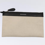 balenciaga Cabas Hand Bag Canvas Silver White Auth ep5384