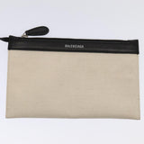 balenciaga Cabas Hand Bag Canvas Silver White Auth ep5384