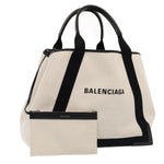 balenciaga Cabas Hand Bag Canvas Silver White Auth ep5384