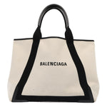 balenciaga Cabas Hand Bag Canvas Silver White Auth ep5384