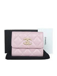 AP3049 COCO gold logo pink caviar skin classic card wallet Chanel