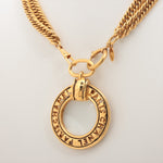 Chanel Logo Pendant GP G Lupe Necklace 2 Series Chain