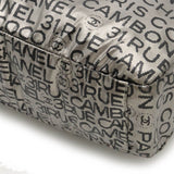 Chanel Logo Shoulder Bag  Pochette Nylon Silver Black Silver A46531
