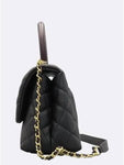 A92990 Black Caviar Grained Vintage Gold Coco Handle Small Flap Tote Bag Chain Cross Trap 2way Chanel