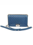 A67086 Blue Caviar Silver Boy Medium Flap Shoulder Bag No 29 Chanel