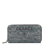 Chanel Long Zip Wallet in Tweed Denim Blue