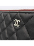 A82552 Black Classic Lambskin Silver Logo Large Clutch Chanel
