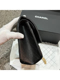 255 Vintage Calfskin Gold Tone Metal Large Flap Shoulder Bag Black Chanel