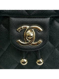 Backpack Grained Shiny Calfskin Gold Metal Black Chanel