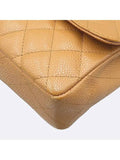 A35731 Camel Caviar Classic S Size Gold One Chain Shoulder Bag Chanel