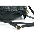 Backpack Grained Shiny Calfskin Gold Metal Black Chanel