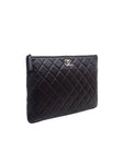 AP3749 Crystal Star Logo Black Lambskin Small Pouch Bag Chanel