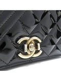 A92796 Black Patent Chevron COCO Boy Silver Logo Chain Shoulder Bag Chanel