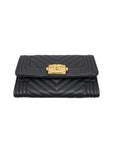 A80603 Black Caviar Skin Boy Chevron Card Business Holder Chanel
