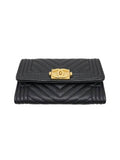 A80603 Black Caviar Skin Boy Chevron Card Business Holder Chanel