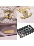 AS1161 Pink Shearling Fleece Metal 19 Nineteen Large Flap Shoulder Bag 30s Chanel