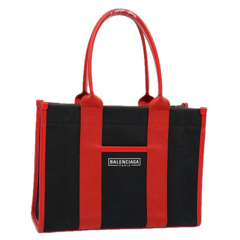 balenciaga Hard Ware Small Hand Bag Canvas Black Red 671402 Auth fm3051