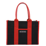 balenciaga Hard Ware Small Hand Bag Canvas Black Red 671402 Auth fm3051