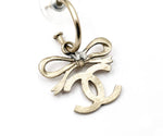 Chanel Lt Gold Ribbon Bow CC Hoop Earrings