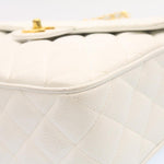 Chanel Matelasse Chain Shoulder Bag Caviar Skin Gold White CC Auth am1370gA