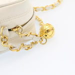 Chanel Matelasse Chain Shoulder Bag Caviar Skin Gold White CC Auth am1370gA