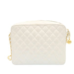 Chanel Matelasse Chain Shoulder Bag Caviar Skin Gold White CC Auth am1370gA