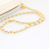 Chanel Matelasse Chain Shoulder Bag Caviar Skin Gold White CC Auth am1370gA