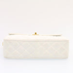 Chanel Matelasse Chain Shoulder Bag Caviar Skin Gold White CC Auth am1370gA