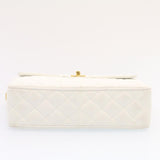 Chanel Matelasse Chain Shoulder Bag Caviar Skin Gold White CC Auth am1370gA
