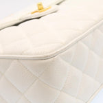 Chanel Matelasse Chain Shoulder Bag Caviar Skin Gold White CC Auth am1370gA