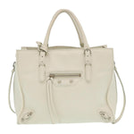 balenciaga 2Way Shoulder Bag Hand Bag Leather White Auth am2305g